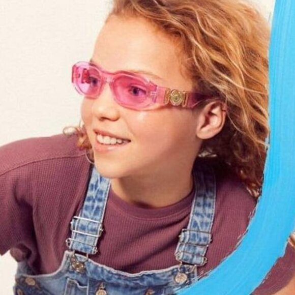 Versace Kids VK4429U 5370/5 Sunglasses Pink Geometric Frame, Fuchsia Lenses - Picture 1 of 10
